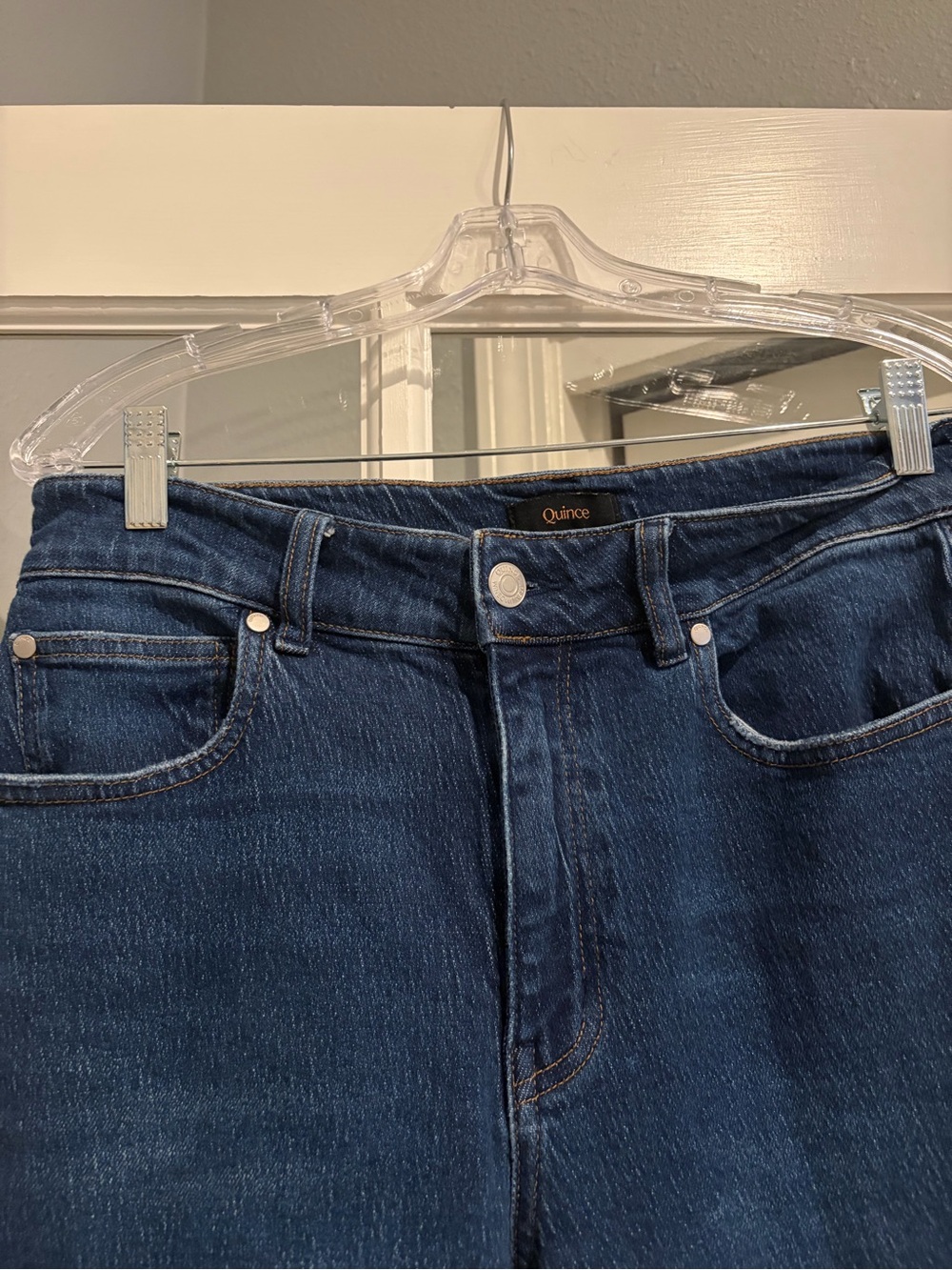 Quince Comfort Stretch High Rise Cropped Wide Leg 26” Stormy Blue Size 30 - Picture 2 of 10